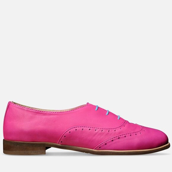 Women's magenta leather shoes, oxfords lace-up shoes, EU 42/US 11 - Picture 2 of 3